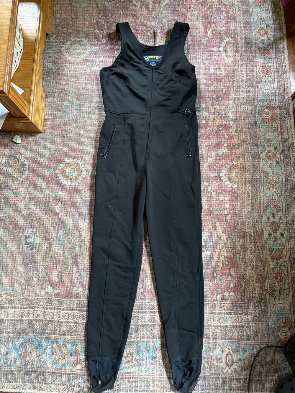 Vintage EBTEK Eddie Bauer Black Ski Bib Stirrup Snow Pants One Piece Women’s 12
